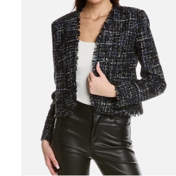 bagatelle Jackets & Blazers - Bagatelle black, blue & white tweed sequin accented cropped blazer. Size S. NWT